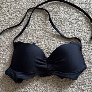 Black Ruffle Push-Up Bikini Top